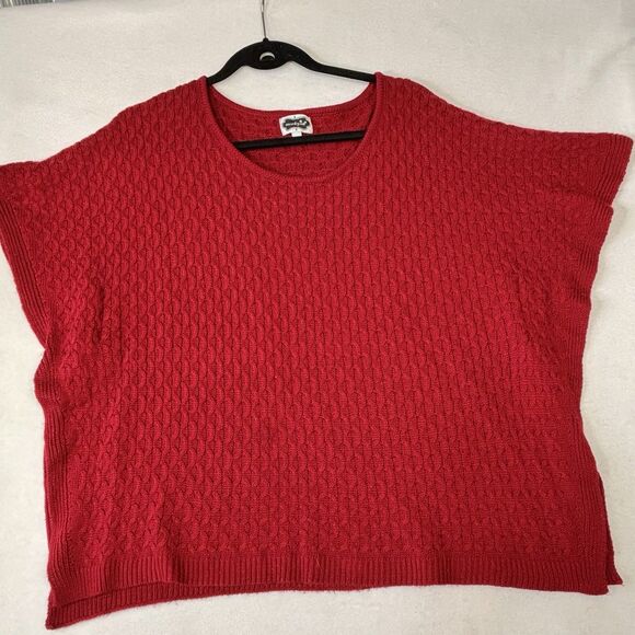 MUD PIE Parker Poncho Red Layering Sweater Pullover - Picture 4 of 9